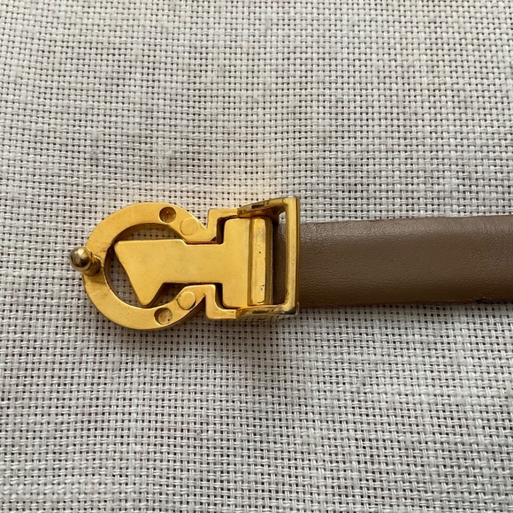 Vintage Beige Tan Snakeskin Leather Belt Removable Gold Buckle NEW - Picture 5 of 11